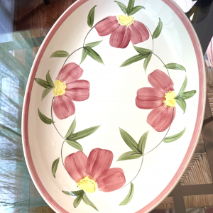 Ironstone Platter with pink flowers